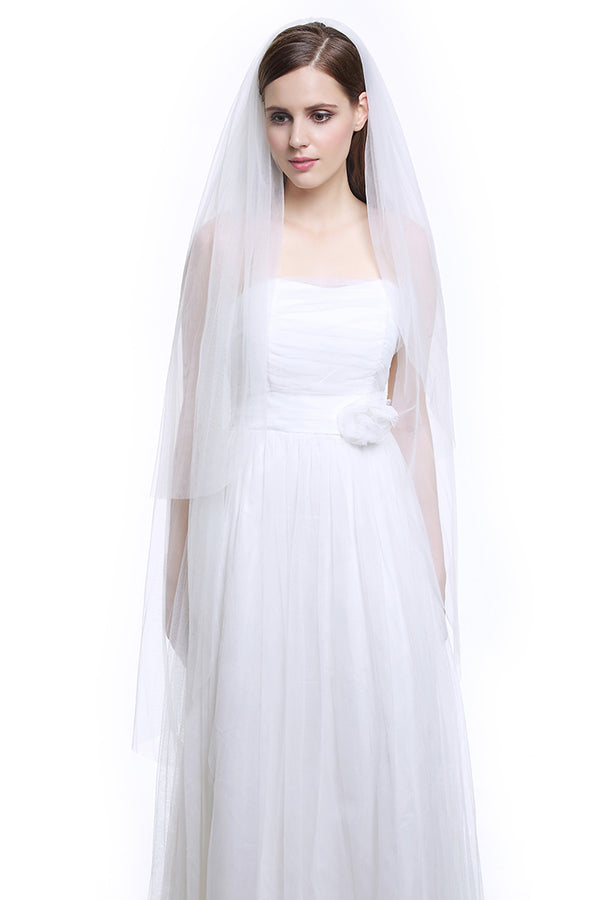 Wedding Bridal Veil with Comb 1 Tier Lace Applique Edge Fingertip Leng –  BEAUTELICATE