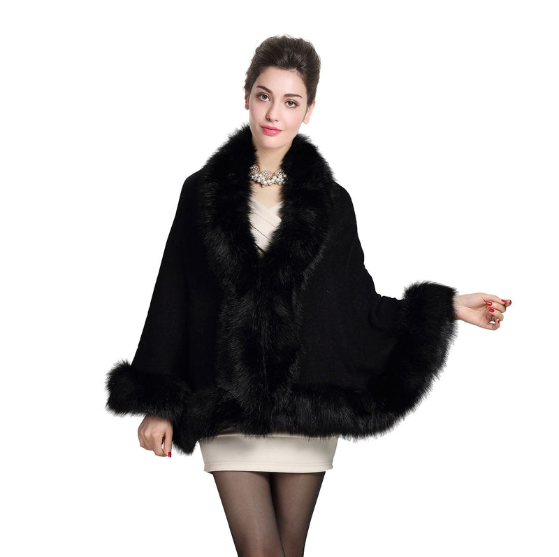 Faux Fur Shawl Wrap Cape Stole Shrug Bridal Winter Wedding with Hook More Colors-S55