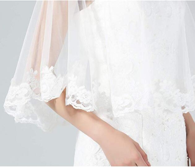 Wedding Cape Lace Bridal Capelet Bolero Cover Up Lace Shawl 1920S Women Shrug Wrap Off White Plus Size More Styles-S82