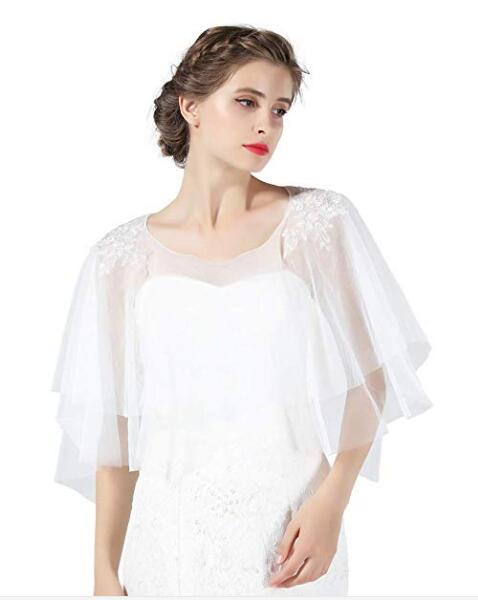 Wedding Cape Lace Bridal Capelet Bolero Cover Up Lace Shawl 1920S Women Shrug Wrap Off White Plus Size More Styles-S82