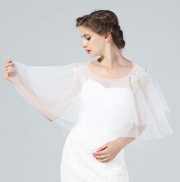 Wedding Cape Lace Bridal Capelet Bolero Cover Up Lace Shawl 1920S Women Shrug Wrap Off White Plus Size More Styles-S82