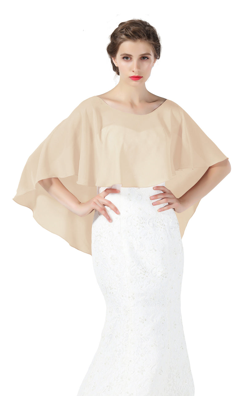 Bridal Capelet Chiffon Cape Shawls High-Low Short Tops For Women Wedding Dresses-S65