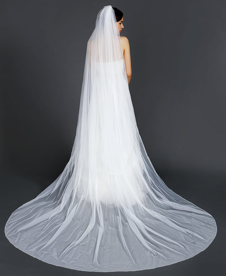 Wedding Bridal Veil with Comb 2 Tier Pencil Edge Long Cathedral Length –  BEAUTELICATE