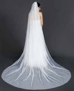 Wedding Bridal Veil with Comb 1 Tier Pencil Edge Cathedral Length 118"-V72