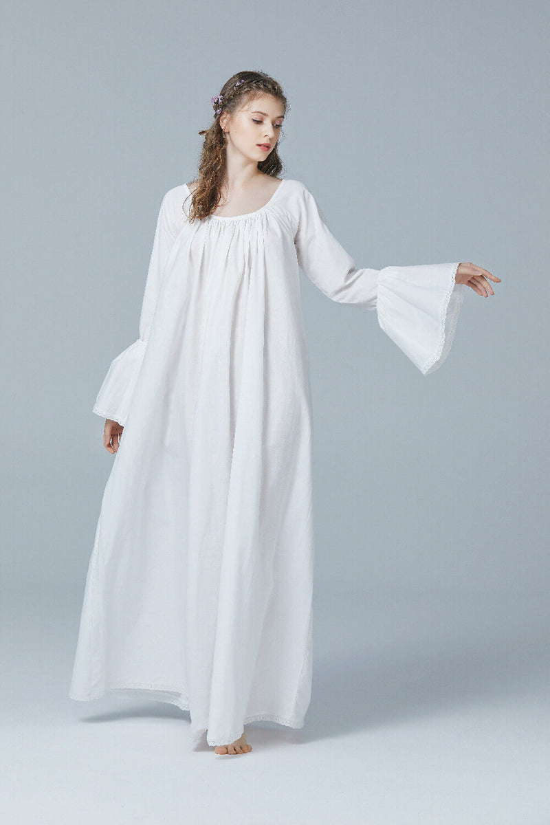 white victorian cotton nightgown sleepwear long