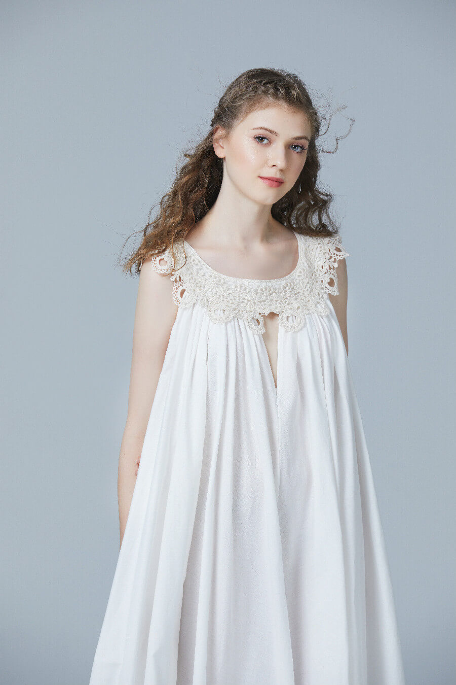 Victorian Nightgown for Women Vintage Nightie 100 Cotton Sleeveless S BEAUTELICATE