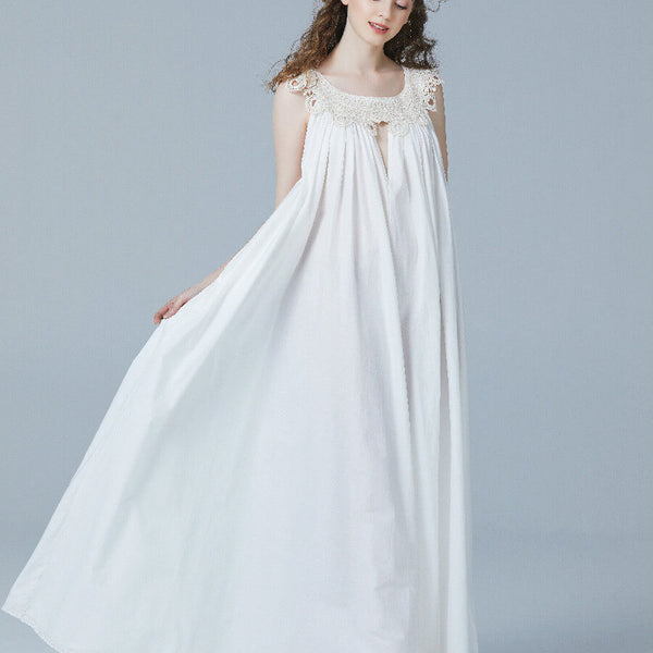 100% Cotton Victorian Nightgown for Women Sleepwear Maternity Long Dre –  BEAUTELICATE