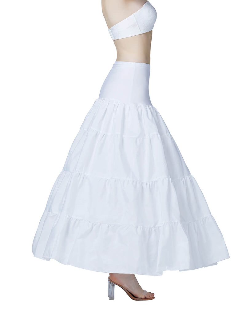 White A-line Floor-Length Crinoline Underskirt for Bridal Dress