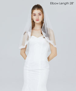 Wedding Bridal Veil 1 Tier Lace Veil For Women Bachelorette Elbow Fingertip Length Metal Comb-V119
