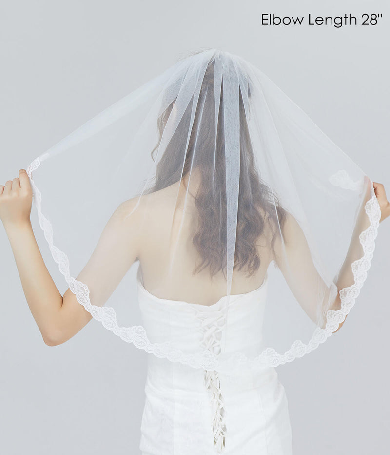 Lunss Layered Elbow Length Classic Short Wedding Veil