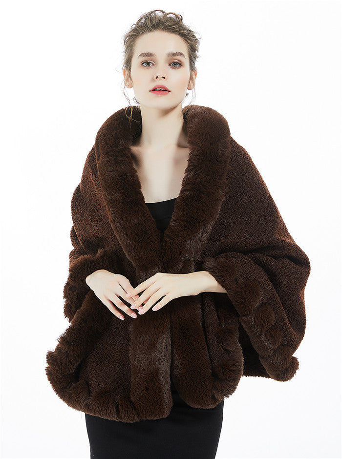 Faux Fur Shawl Wrap Cape Stole Shrug Bridal Winter Wedding with Hook More Colors-S92