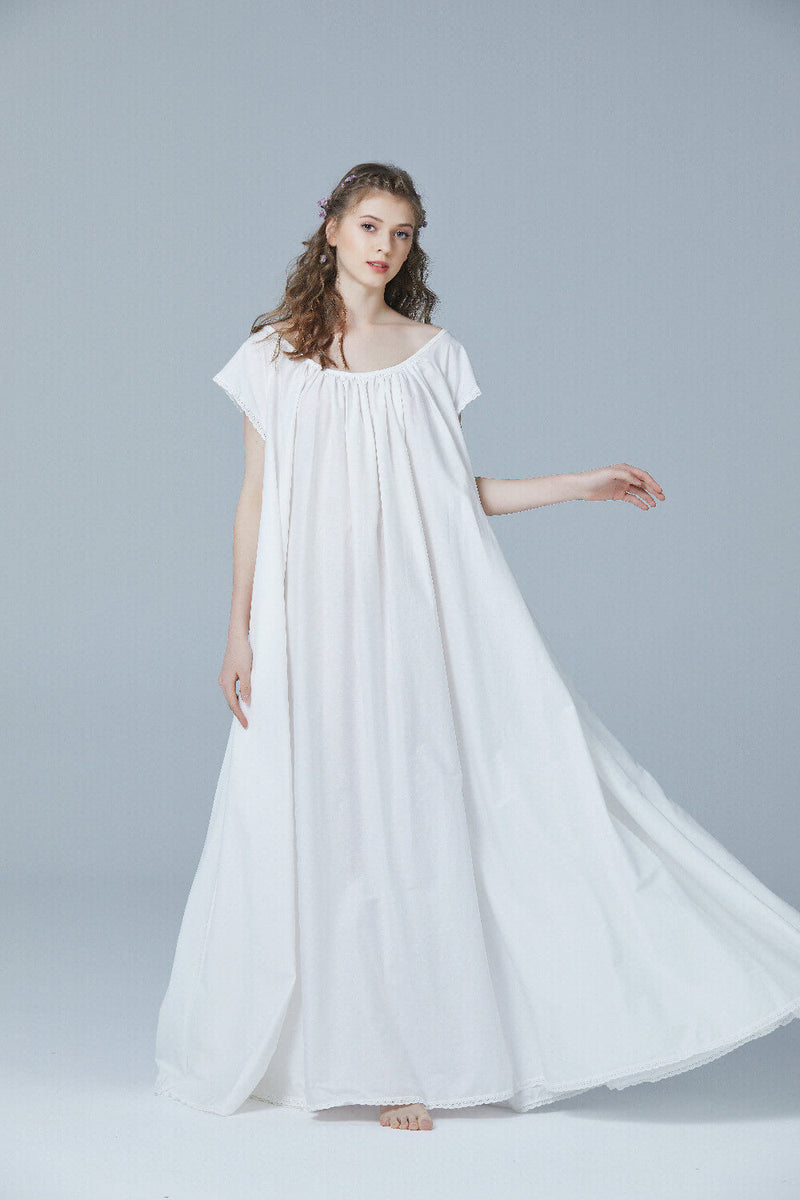 Women's 100% Cotton Vintage Victorian Nightgown Maternity Sleepwear Lo –  BEAUTELICATE