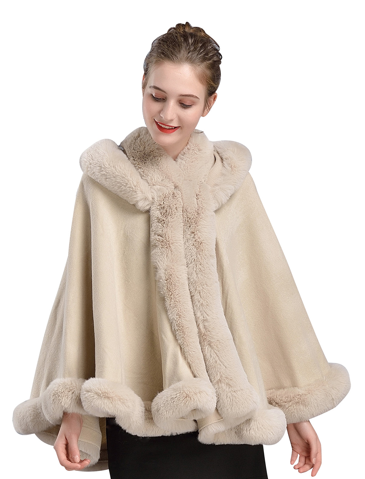 Women’s Caracalla Luxury Faux Fur deals Coat Jacket Wrap Cape Shawl Classy Wedding