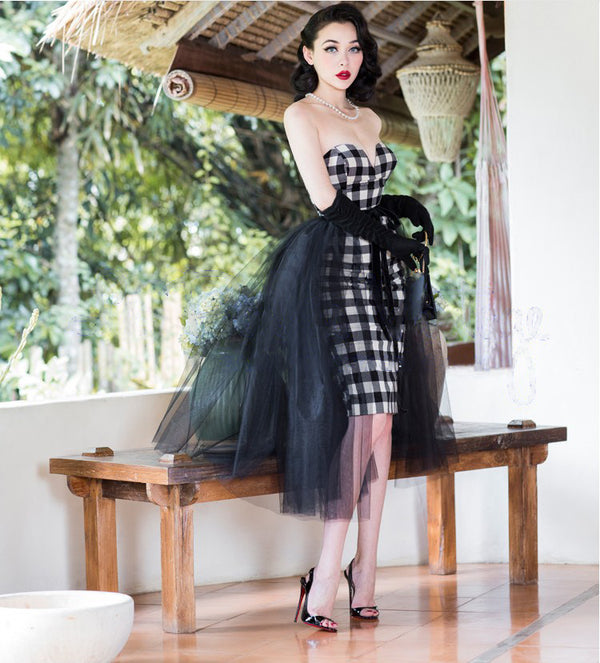 Tulle Overskirt Tutu Detachable Skirt 2 Layered Overlay with Velvet Ribbon for Women Wedding Party-P35
