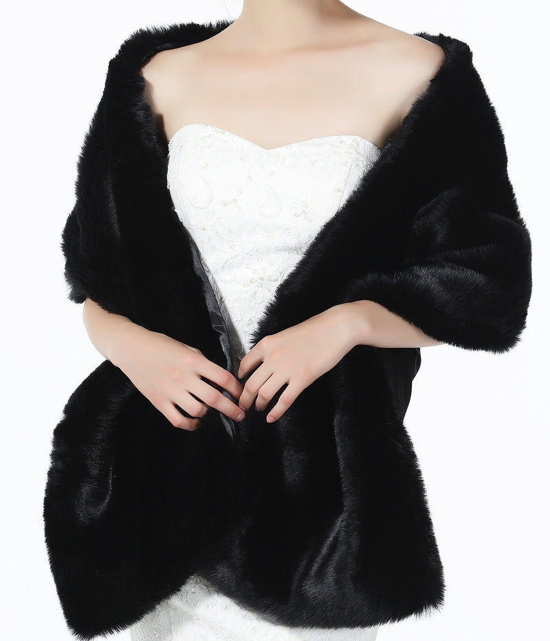 Faux fur Shawl Wrap for Wedding Women Shrug Bridal Stole Winter Cover Up Bridesmaids Cape S76
