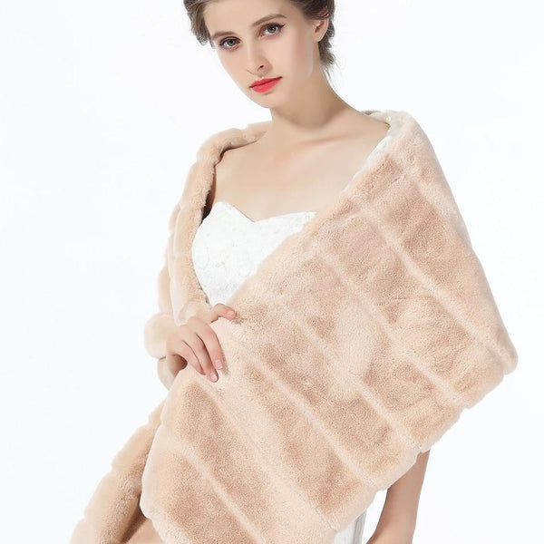 BEAUTELICATE Faux Fur Shawl Bridal Wrap Wedding Women Stole Bridesmaids Winter Cover Up S77 (5 Colors)