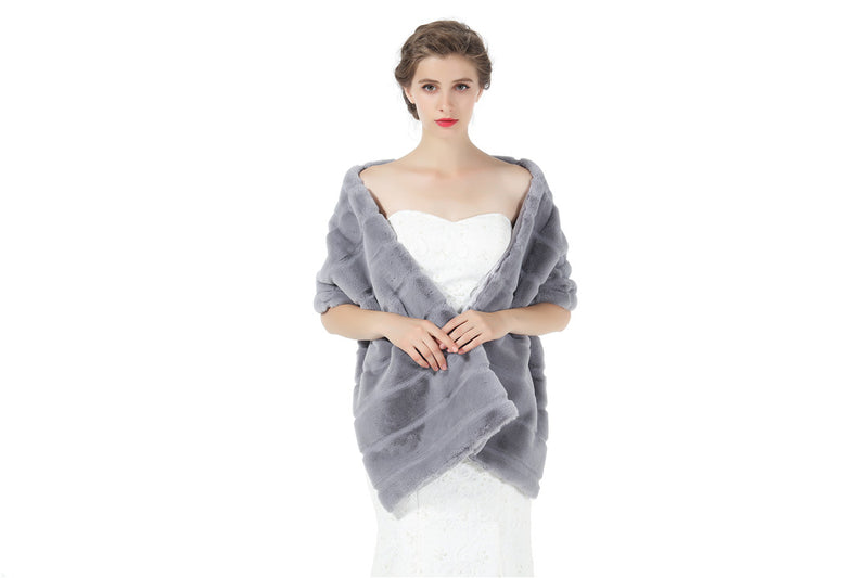 BEAUTELICATE Faux Fur Shawl Bridal Wrap Wedding Women Stole Bridesmaids Winter Cover Up S77 (5 Colors)