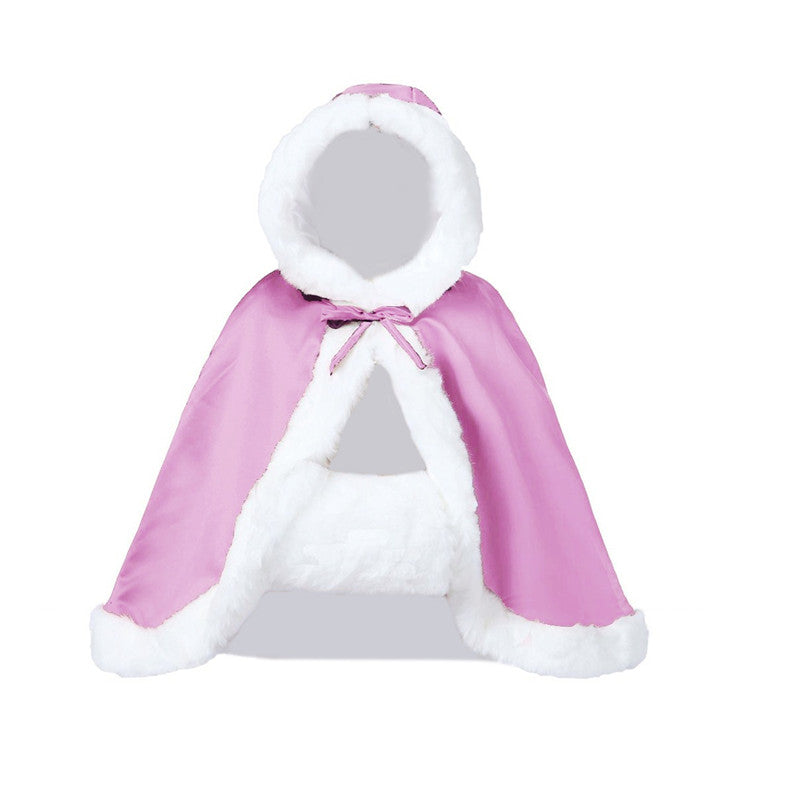 Hochzeitsumhang mit Kapuze für die Braut, Winter, wendbar, mit Pelzbesatz, kostenloser Handmuff, hüftlang, 18 Farben von BEAUTELICATE 