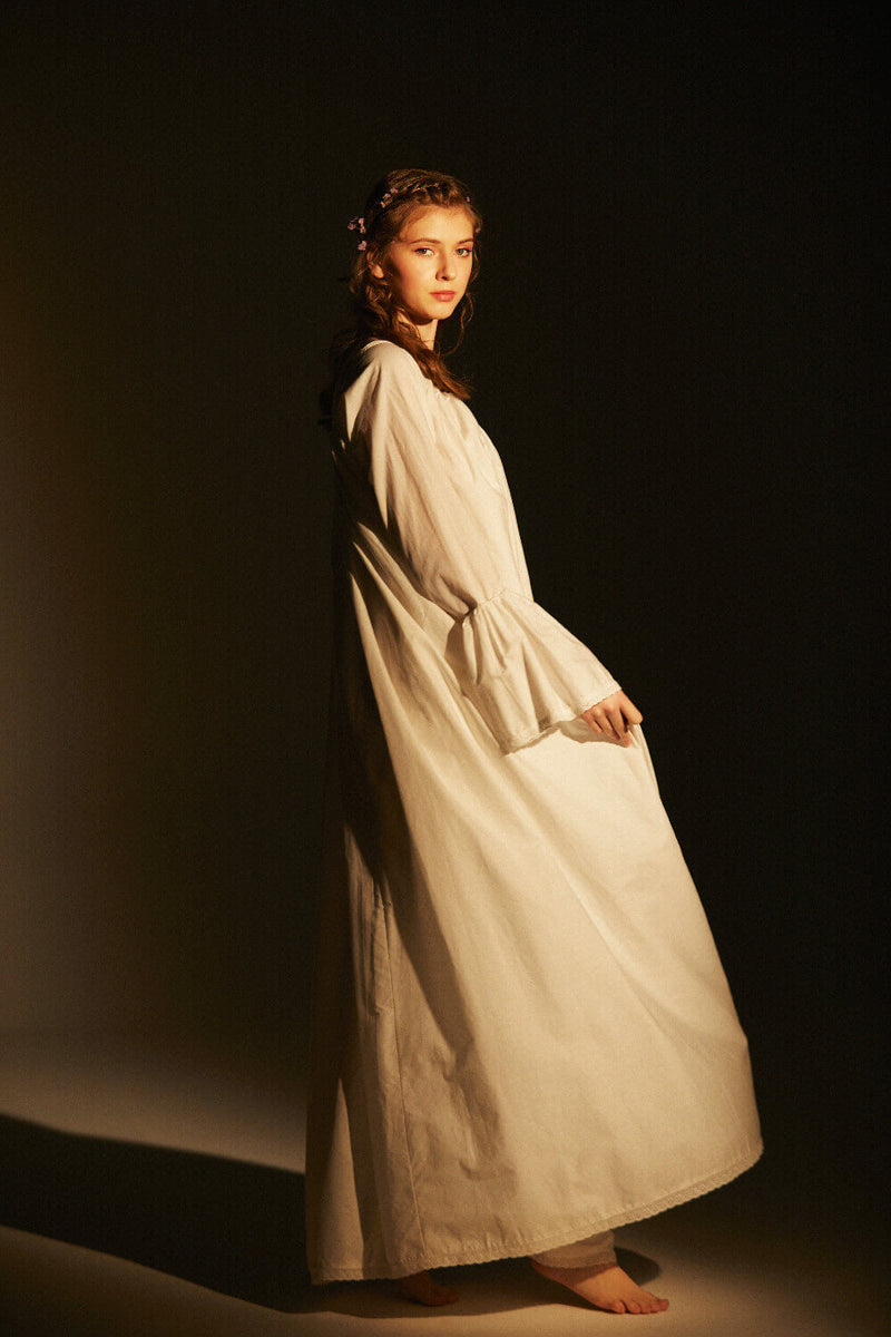 Victorian-Nightgown-100%-Cotton-for-Women-Vintage-Costumes-Slip-Sleepwear-Long-Bell-Sleeve