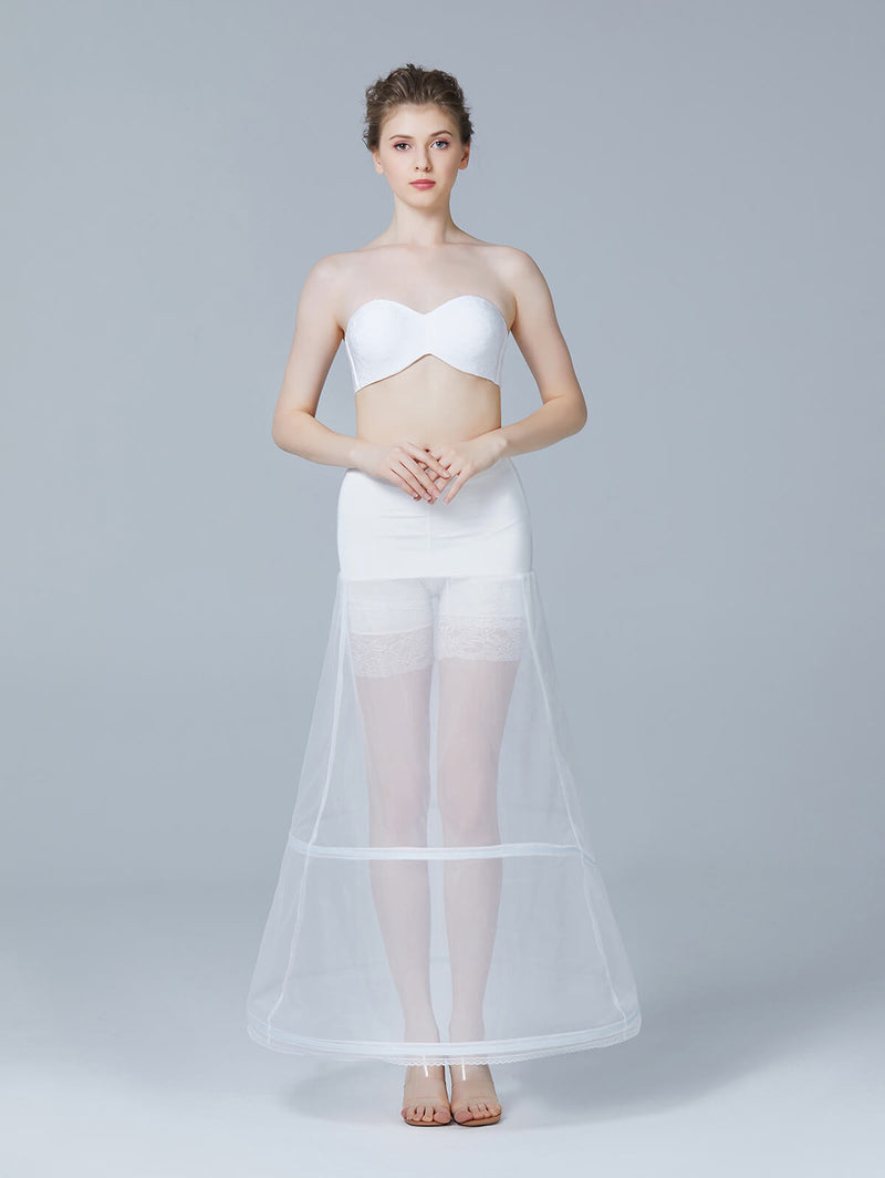 Wedding-Bridal-Petticoat-A-Line-2-Hoops-Underskirt-Slip-For-Women-Long-Dress-Gown-White