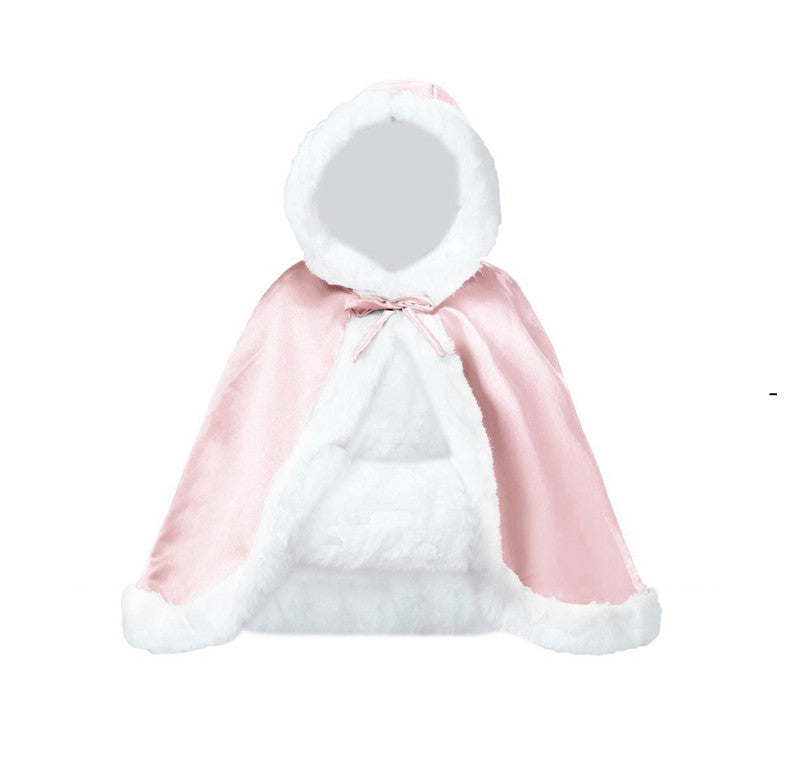 Hochzeitsumhang mit Kapuze für die Braut, Winter, wendbar, mit Pelzbesatz, kostenloser Handmuff, hüftlang, 18 Farben von BEAUTELICATE 