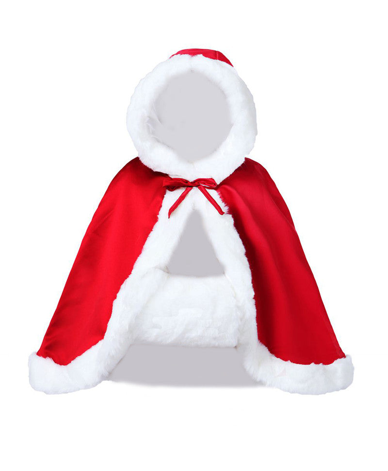 Hochzeitsumhang mit Kapuze für die Braut, Winter, wendbar, mit Pelzbesatz, kostenloser Handmuff, hüftlang, 18 Farben von BEAUTELICATE 